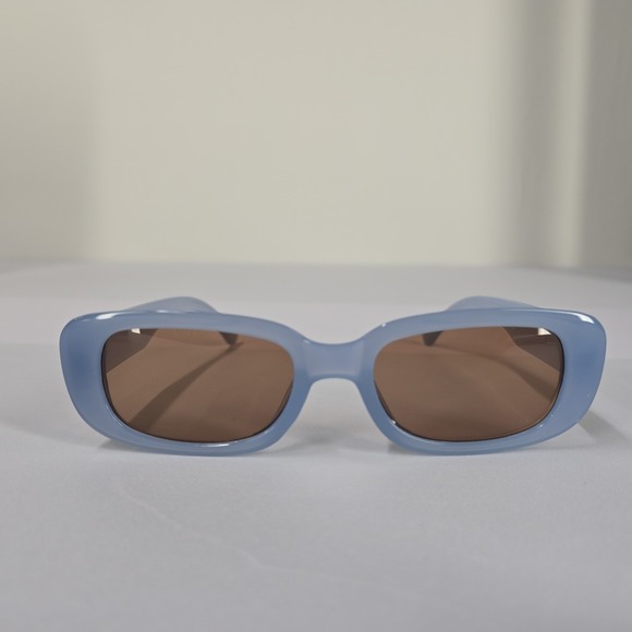 Accessories - NEW Light Blue Rectangle Sunglasses Brown Lenses Trendy Fashion Eyewear